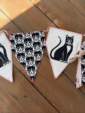 Custom Black & Cream Cat Banner Garland